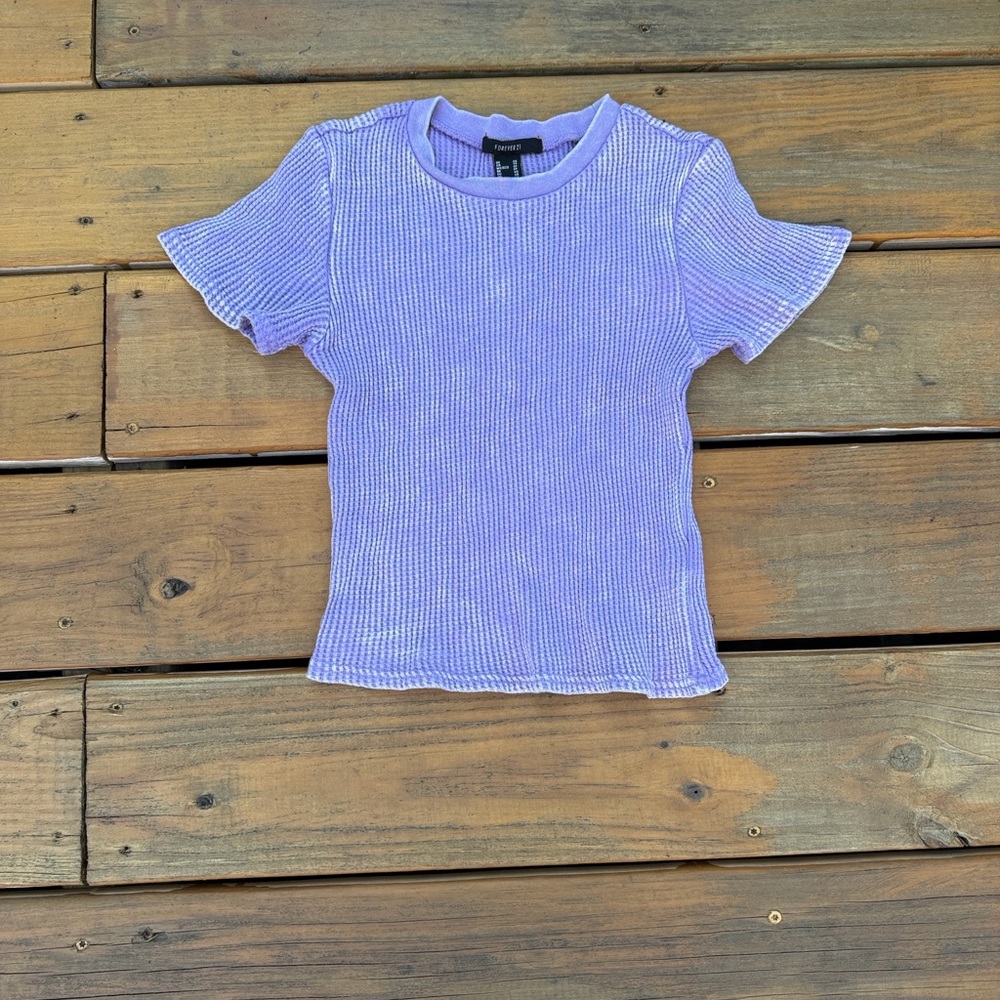 Forever 21 Lavender Ribbed Short Sleeve Top
